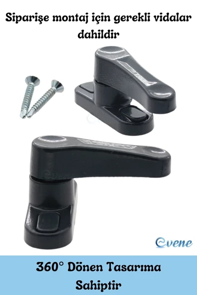 Evene Pencere Çocuk Kilit Pencere Kilidi Cam Kilidi Emniyet Çocuk Kilit Kapı Mandalı 3 Adet Antrasit - Resim 7