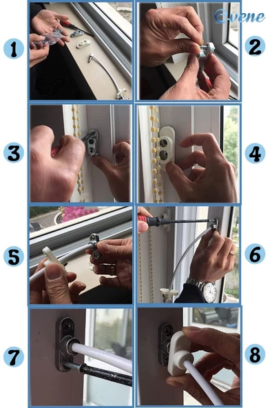 Evene Koyu Kahve Pencere Kilidi 2 Adet Halatlı Çocuk Güvenlik Emniyet Hırsız Pimapen Pvc Kapı Kilit - 4