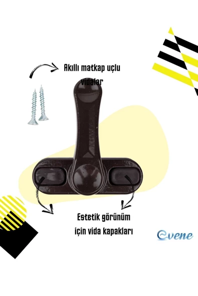 Evene Koyu Kahverengi Pencere Emniyet Kilidi 2 Adet Çocuk Hırsız Kilidi Çekmeli Metal Kilit - Resim 5