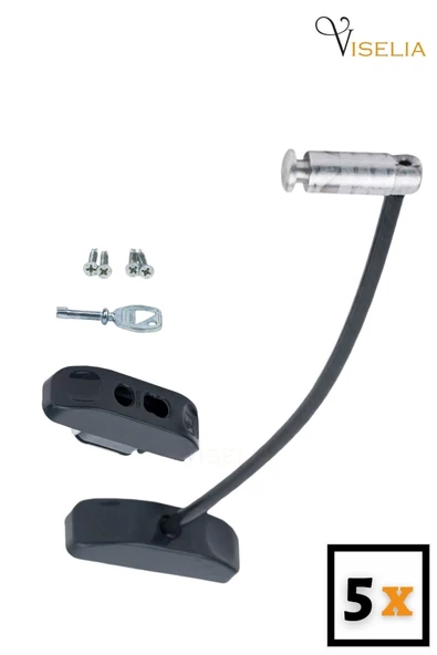 Viselia Antrasit Pencere Kilidi 5 Adet Halatlı Çocuk Güvenlik Emniyet Hırsız Pimapen Pvc Kapı Bebek Kilidi ürün görseli 1