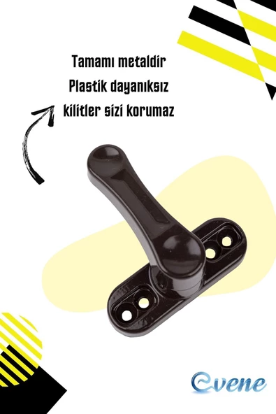 Evene Koyu Kahverengi Pencere Emniyet Kilidi Çocuk Hırsız Kilidi Çekmeli Metal Kilit - Resim 3
