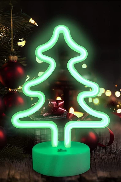 Viselia Çam Ağacı Neon Led Işıklı Masa-gece Lambası Dekoratif Neon Led Lamba