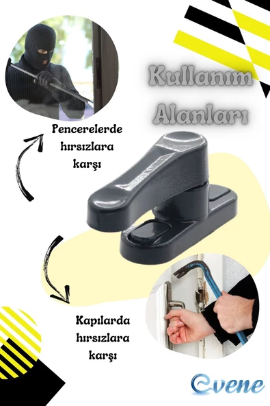 Evene Pimapen Kapı Kilidi Pimapen Pencere Kilidi Pencere Emniyet Kilidi Mandallı Kilit 3 Adet Antrasit - Resim 7