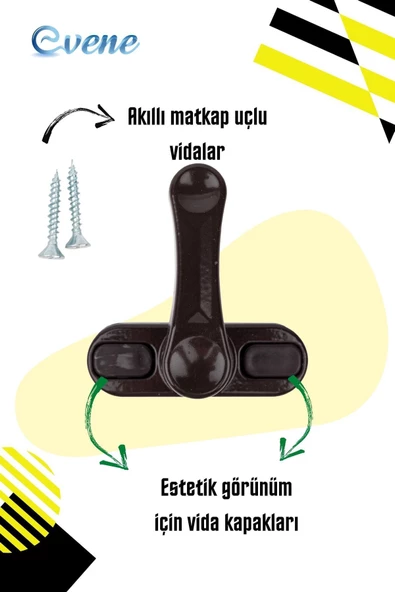 Evene Koyu Kahverengi Pencere Emniyet Kilidi Çocuk Hırsız Kilidi Çekmeli Metal Kilit - Resim 4