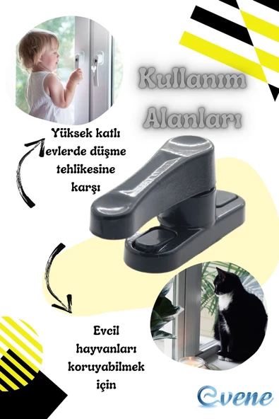 Evene Pimapen Kapı Kilidi Pimapen Pencere Kilidi Pencere Emniyet Kilidi Mandallı Kilit 3 Adet Antrasit - Resim 8