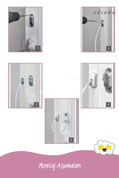 Pandogo Çocuk Güvenliği İçin Premium Pencere Kilidi Kolay Kurulum Uzun Ömürlü 10 Adet Beyaz - Resim 5