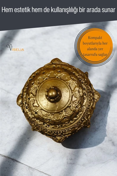 Viselia Takı Kutusu Takı Organizer Kapaklı Kutu Takı Düzenleyici Altın Eskitme Renk Model 1 - 4