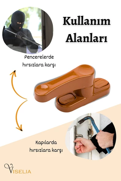 Viselia Pencere Kilidi Pimapen Kilidi Pencere Çocuk Kilidi Pencere Emniyet Kilidi Açık Kahve 2 Adet - 7