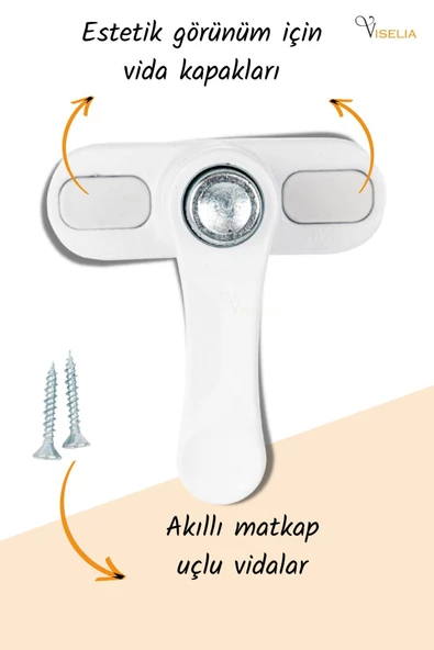 Viselia Pencere Kilidi Pencere Çocuk Kilit Basmalı Beyaz Renk 7 Adet - Resim 4