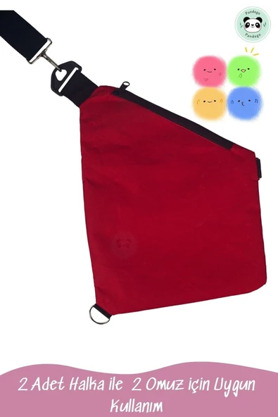 Pandogo Çapraz Çanta Kırmızı Omuz Çantası 3 Cepli - 6