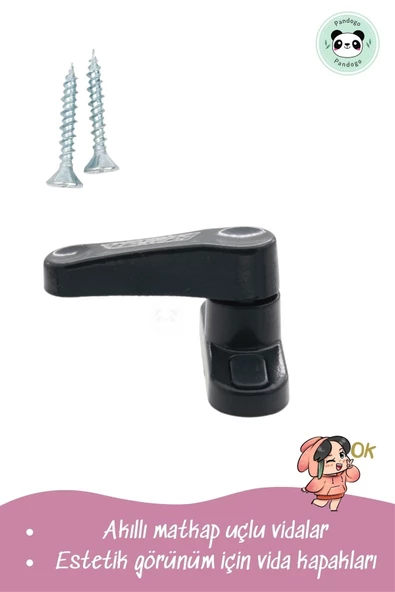 Pandogo Pencere Kilidi 5 Adet Kapı Ve Pencere Emniyet Aparatı Güvenlik Ürünü Kilit Antrasit - Resim 4