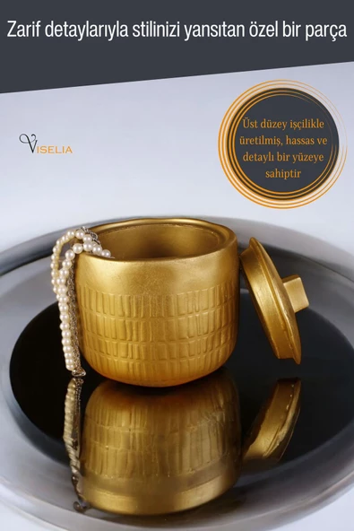 Viselia Takı Kutusu Takı Organizer Kapaklı Kutu Takı Düzenleyici Altın Renk Model 12 - 5