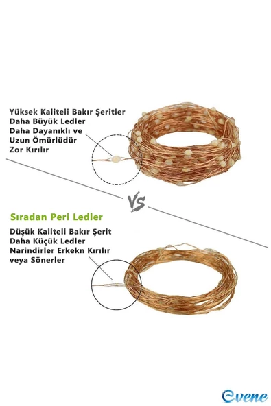 Evene Led Işık Led Şerit Peri Led Işık Dekoratif Aydınlatma Peri Led 5 Metre Gün Işığı - 3