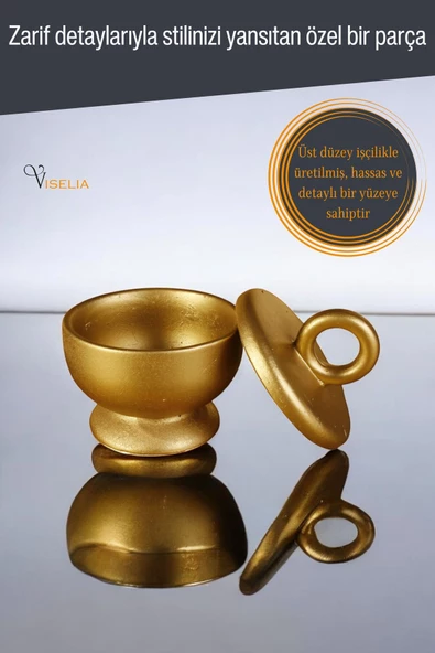 Viselia Takı Kutusu Takı Organizer Kapaklı Kutu Takı Düzenleyici Altın Renk Model 7 - 5