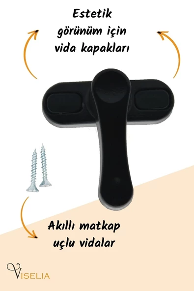 Viselia Siyah Pencere Emniyet Kilidi 6 Adet Çocuk Hırsız Kilidi Çekmeli Metal Kilit - 4