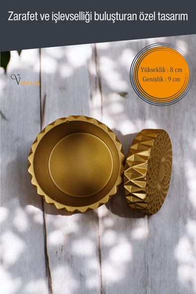 Viselia Takı Kutusu Takı Organizer Kapaklı Kutu Takı Düzenleyici Altın Renk Model 8 - 2