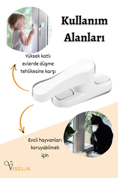 Viselia Pencere Kilidi Pimapen Kilidi Pencere Çocuk Kilidi Pencere Emniyet Kilidi Beyaz 6 Adet - 8