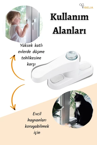 Viselia Pencere Kilidi Pencere Çocuk Kilit Basmalı Beyaz Renk 7 Adet - Resim 8