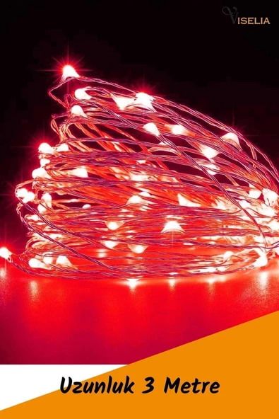 Viselia Peri Led Çok Amaçlı Dekoratif Aydınlatma 3 Metre Piller Dahil Şerit Parti Işığı Kırmızı Renk - 2