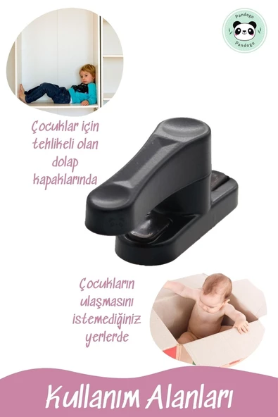 Pandogo Pencere Kilidi 10 Adet Kapı Ve Pencere Emniyet Aparatı Güvenlik Ürünü Kilit Siyah - Resim 6