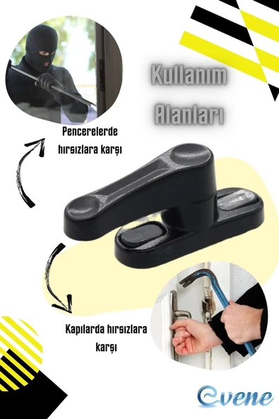 Evene Siyah Pencere Emniyet Kilidi 7 Adet Çocuk Hırsız Kilidi Çekmeli Metal Kilit - Resim 7