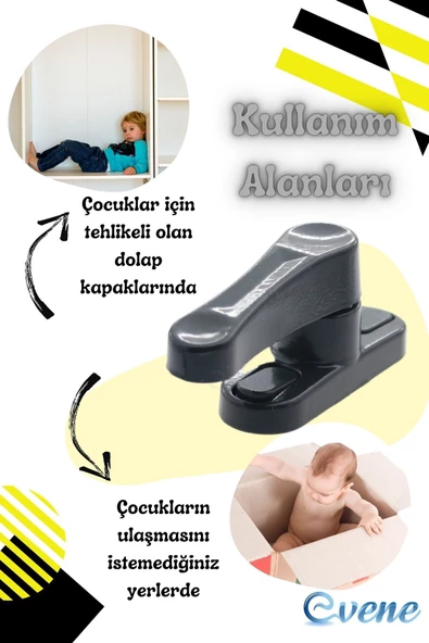 Evene Pimapen Kapı Kilidi Pimapen Pencere Kilidi Pencere Emniyet Kilidi Mandallı Kilit 3 Adet Antrasit - Resim 6