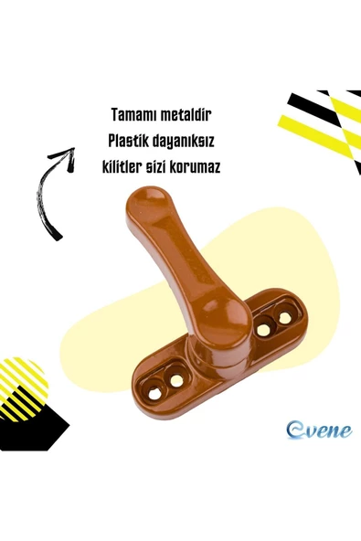 Viselia Açık Kahverengi Pencere Emniyet Kilidi 5 Adet Çocuk Hırsız Kilidi Çekmeli Metal Kilit - Resim 7
