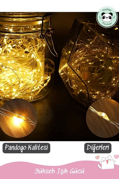 Pandogo 5 Metre Peri Led Çok Amaçlı Dekoratif Aydınlatma Bakır Tel Mekan Parti Aydınlatma 1 Adet Günışığı - 2