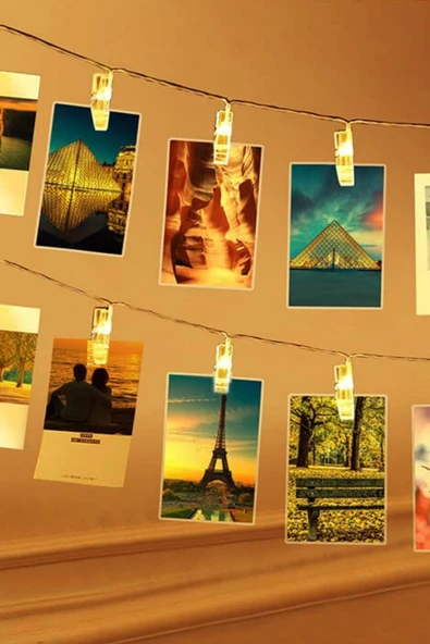 Pandogo Led Mandal Işık Mandal Led Fotoğraf Aydınlatması Led 1,5m 10 Adet Led Pilli