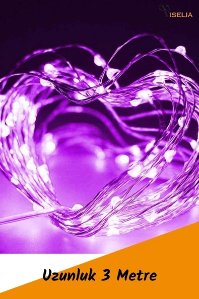 Viselia Peri Led Çok Amaçlı Dekoratif Aydınlatma 3 Metre Piller Dahil Şerit Parti Işığı Pembe Renk - 2
