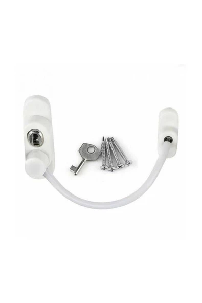 Evene Beyaz Pencere Emniyet Kilidi Çocuk Hırsız Kilidi Halatlı Pvc 2 Adet - Resim 3