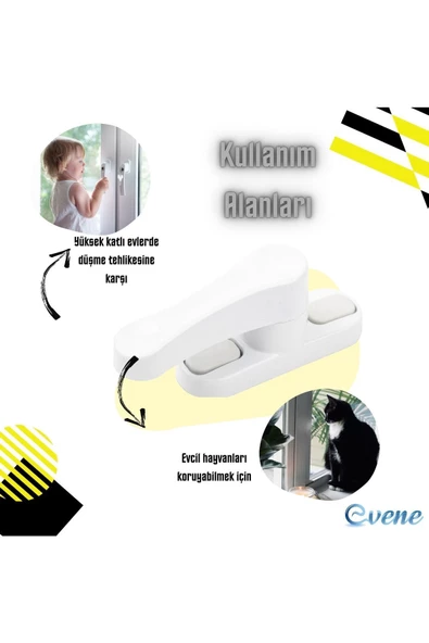 Evene Pencere Emniyet Kilidi Çocuk Hırsız Kilidi Çekmeli Pvc 2 Adet Beyaz - 6