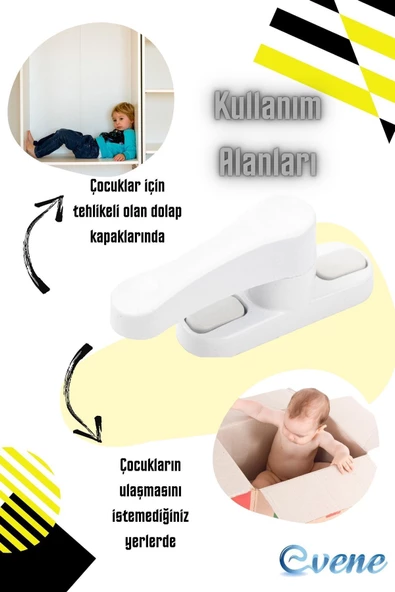 Evene Pencere Emniyet Kilidi Beyaz Çocuk Hırsız Kilidi Çekmeli Pvc 2 Adet - Resim 6