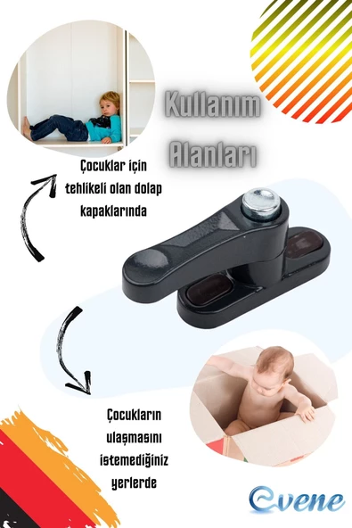 Evene Pimapen Kapı Kilidi Pimapen Pencere Kilidi Pencere Emniyet Kilidi Düğmeli Kilit 6 Adet Antrasit - 6
