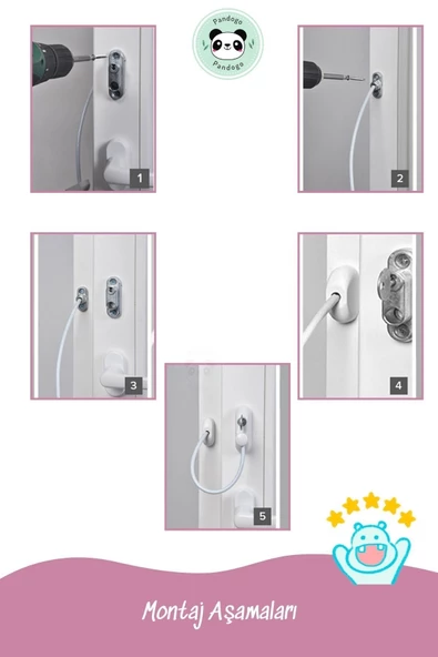 Pandogo Pencere Kilidi 5 Adet Açık Kahve Kapı Ve Pencere Emniyet Aparatı Güvenlik Ürünü Kilit - Resim 5