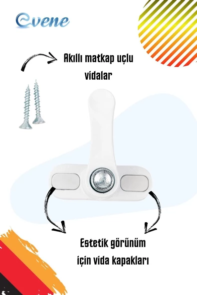 Evene Beyaz Pencere Emniyet Kilidi Çocuk Hırsız Kilidi Düğmeli Pvc 1 Adet - Resim 4