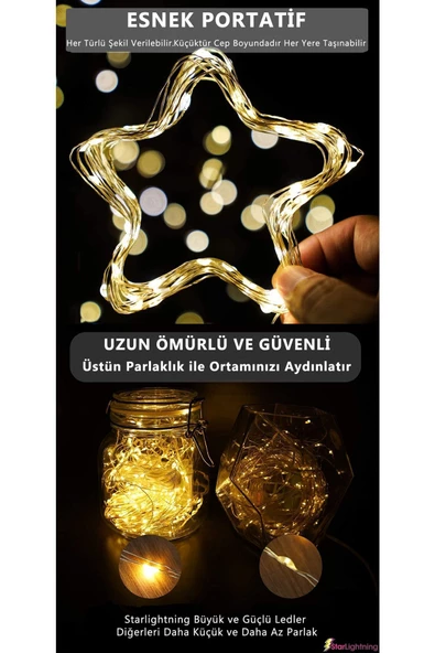 Evene Led Işık Led Şerit Peri Led Işık Dekoratif Aydınlatma Peri Led 5 Metre Gün Işığı 6 Adet - 4
