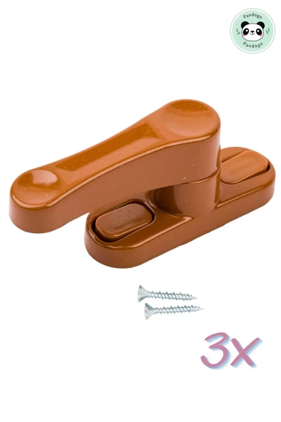 Pandogo Pencere Kilidi 3 Adet Çekmeli Kapı Ve Pencere Emniyet Aparatı Güvenlik Ürünü Kilit Açık Kahve ürün görseli 1