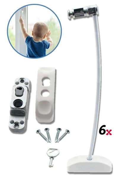 Evene Pencere Çocuk Kilit Pencere Kilidi Cam Kilidi Emniyet Çocuk Kilit Zincirli Kilit 6 Adet Beyaz ürün görseli 1