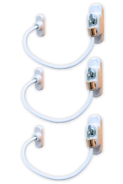 Viselia Anahtarlı Çelik Halatlı Pencere Çocuk Kilidi Çocuk Emniyet Kilidi 3 Adet Beyaz ürün görseli 1