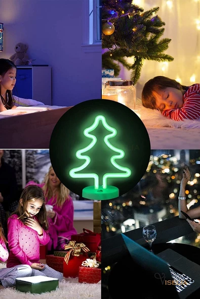Viselia Neon Led Neon Lamba Çam Ağaç Neon Işık Gece Lamba Masa Lamba - 5