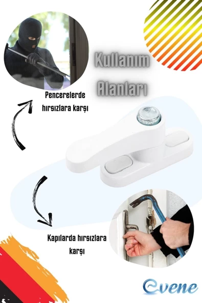 Evene Beyaz Pencere Kilidi 2 Adet Düğmeli Çocuk Güvenlik Emniyet Hırsız Pimapen Pvc Kapı Bebek Kilidi - 7