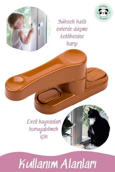 Pandogo Pencere Kilidi 3 Adet Çekmeli Kapı Ve Pencere Emniyet Aparatı Güvenlik Ürünü Kilit Açık Kahve - Resim 8