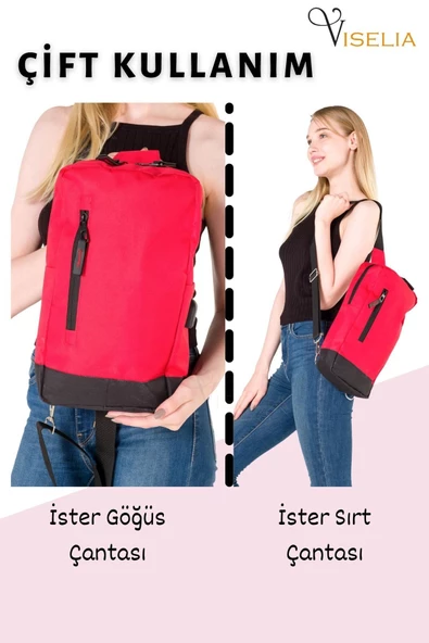 Viselia Göğüs Omuz Çantası Sırt Çantası Usb Girişli Su Geçirmez Çanta - 4