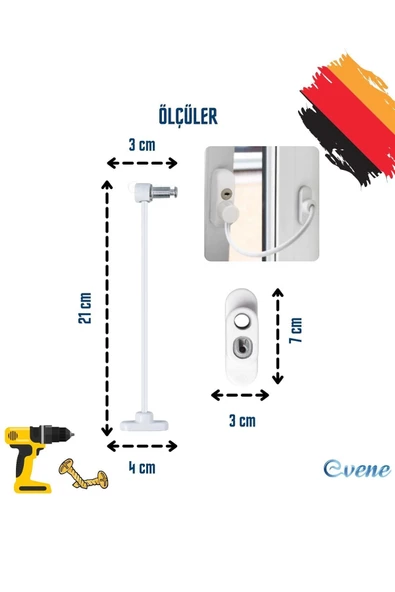 Evene Antrasit Pencere Kilidi 4 Adet Halatlı Çocuk Güvenlik Emniyet Hırsız Pimapen Pvc Kapı Bebek Kilit - 2
