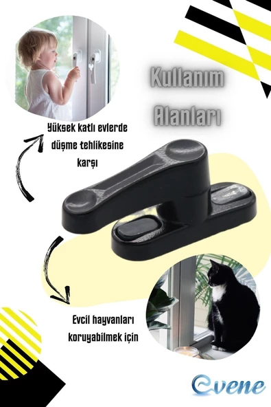 Evene Siyah Pencere Emniyet Kilidi 7 Adet Çocuk Hırsız Kilidi Çekmeli Metal Kilit - Resim 8