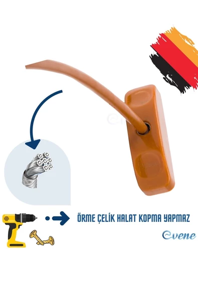 Evene Açık Kahve Pencere Kilidi 10 Adet Halatlı Çocuk Güvenlik Emniyet Hırsız Pimapen Pvc Kapı Kilit - 7