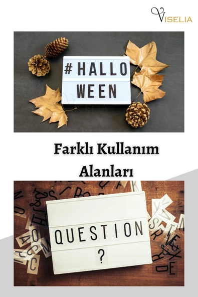 Viselia Masa Lambası Lightbox A5 Led Işık Işıklı Mesaj Panosu 60 Harf Light Box Pano - 6