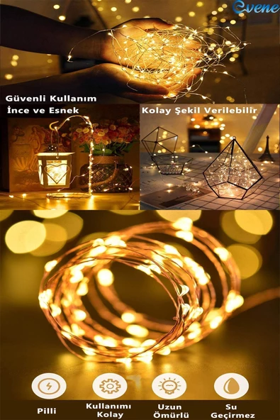 Evene Led Işık Led Şerit Peri Led Işık Dekoratif Aydınlatma Peri Led 5 Metre Gün Işığı - 6