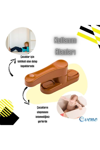 Viselia Açık Kahverengi Pencere Emniyet Kilidi 5 Adet Çocuk Hırsız Kilidi Çekmeli Metal Kilit - Resim 6